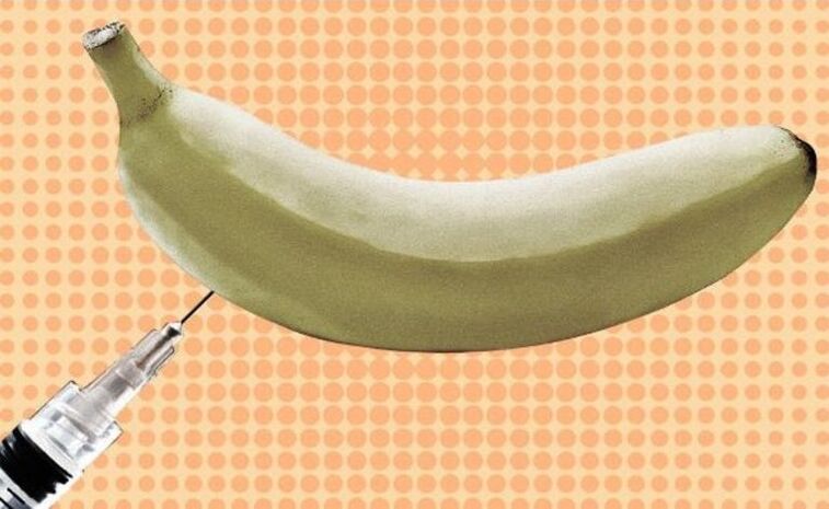 Injectable penis enlargement using banana as an example