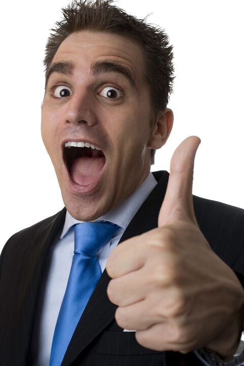 The man is satisfied with penis enlargement methods